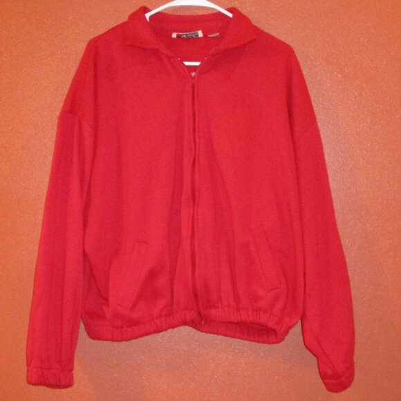 Giorgio Beverly Hills Woman XXL Red Full Zip Embroidered Long Sleeve Jacket
